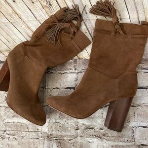 Vince Camuto ,medium brown suede, Boho chunky heels boots size 10